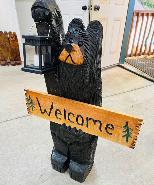 3ft Cedar black Bear chainsaw carving
