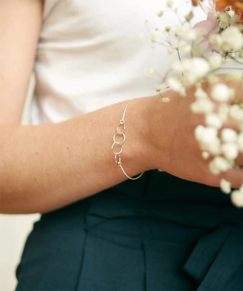 40th Birthday Sterling Silver Four Ring Bracelet
