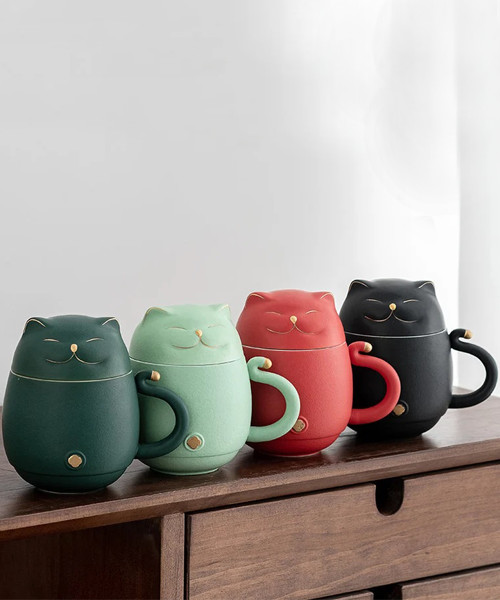 Lucky Cat Ceramic Tea Cup
