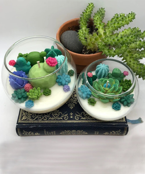 Succulent Cacti Terrarium Garden Handmade Soy Candle