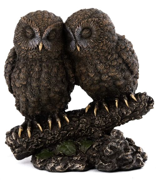 Bronze Owl Lovers Statue