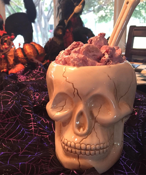 Ceramic Skull Bowl W/Bone Spoon