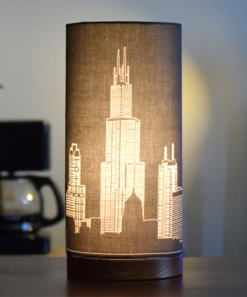 Chicago Skyline Tall Drum Lamp