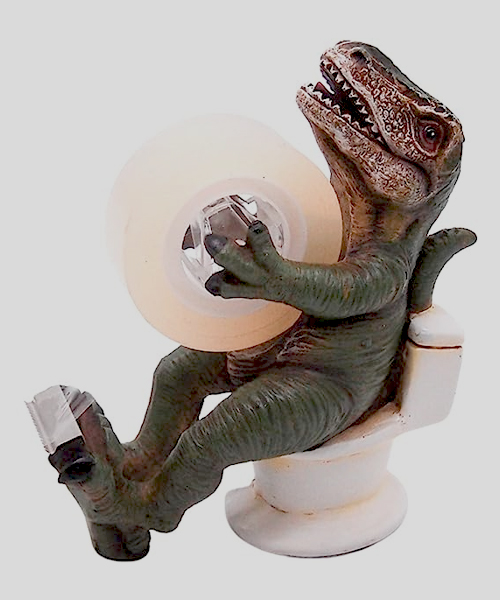 Dinosaur Sitting on a Toilet Tape Dispenser