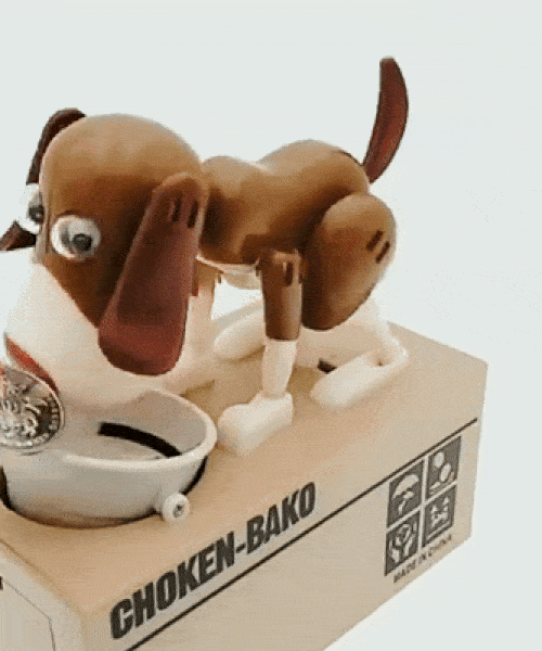 Dog Eating Coins Piggy Bank