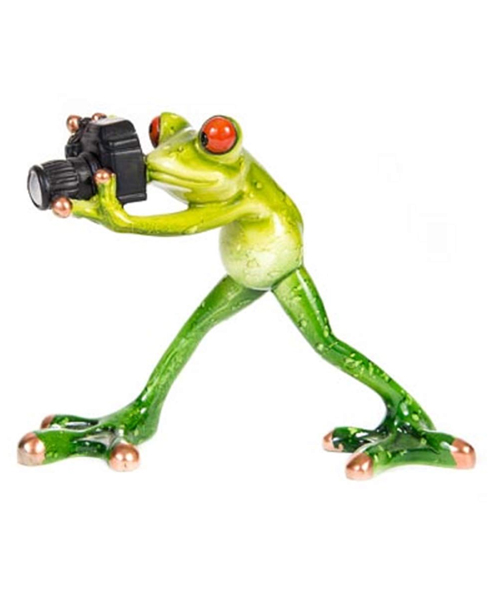 Frog Paparazzi Photographer with Camera Figurine