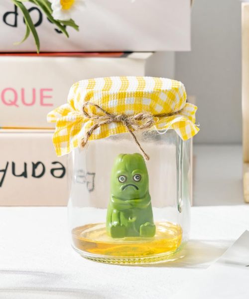 Grumpy Pickle In A Bottle Sculpture