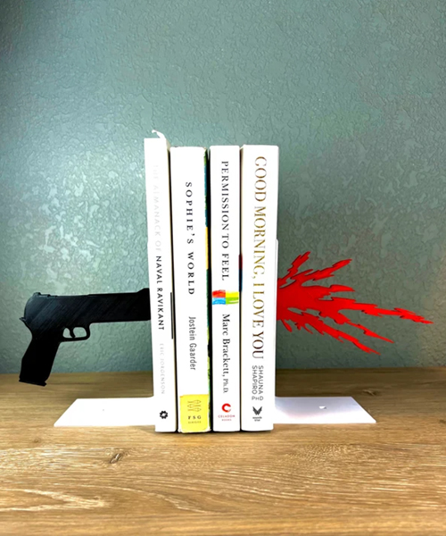 Gun & Bloodsplatter Bookends