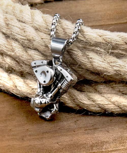 Harley Engine Motor Pendant Necklace