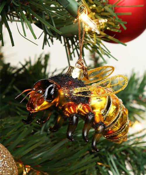 Honey Bee Glass Ornament