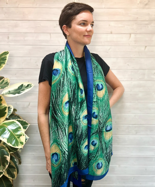 THE ARTIST LABEL - PEACOCK GARDEN  SILK SCARF