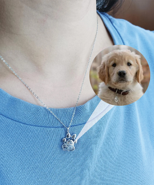 Paw Print Projection Photo Keychain