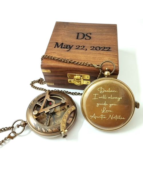 Personalized Working Sundial Compass