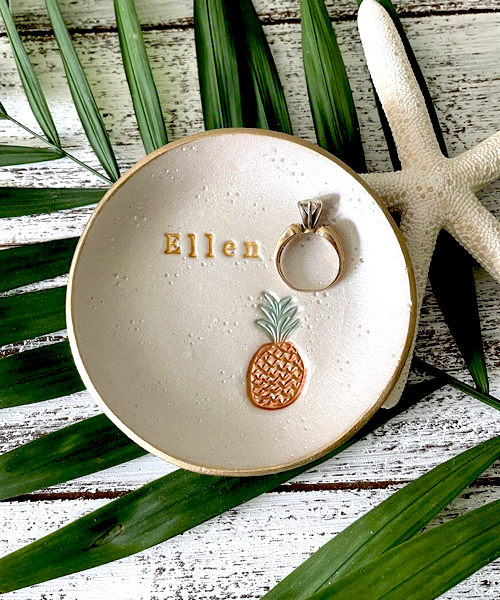 Pineapple Polymer Clay Ring Dish