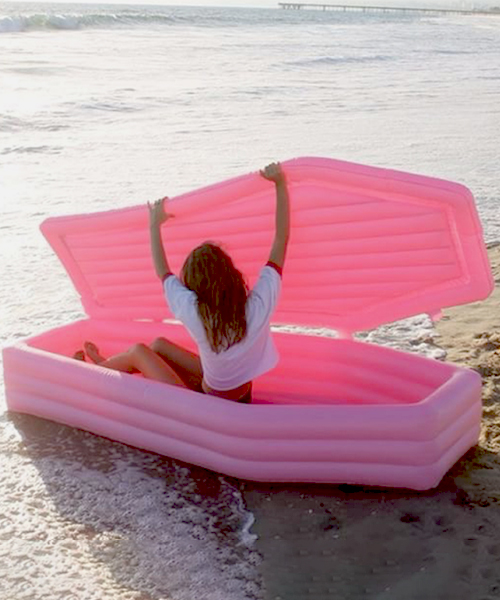 Pink Coffin Pool Float - ThingsFromMars.com