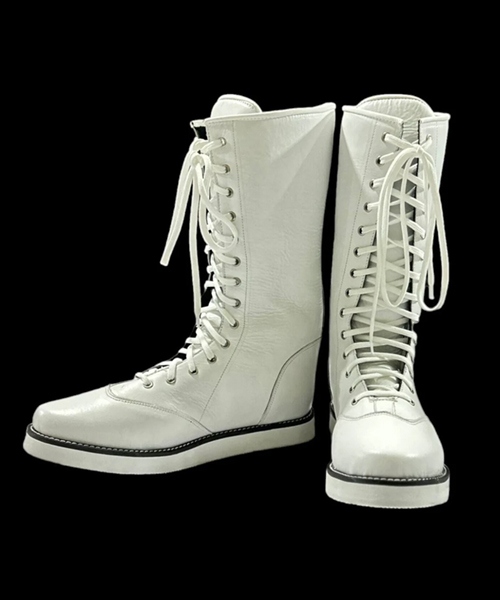 Pro Wrestling Long White Boots