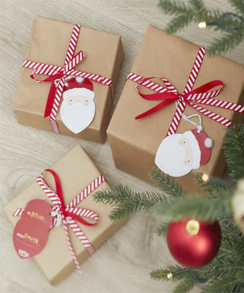Santa Christmas Gift Tags with Ribbon