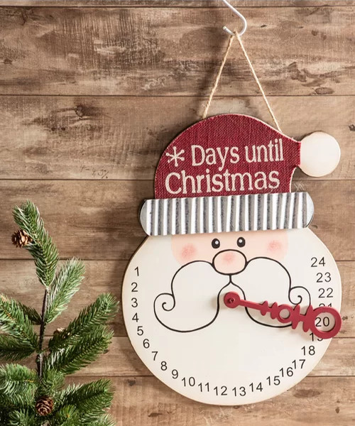 Santa Days Till Christmas Hanging Sign