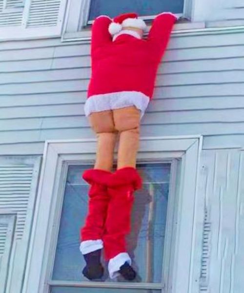 Santa With Pants Down Outdoor Christmas Decoration