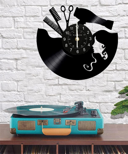  Vintage Vinyl Record Hair Wall Clock