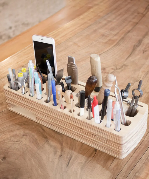 Wood Tool Holder And Phone Speaker