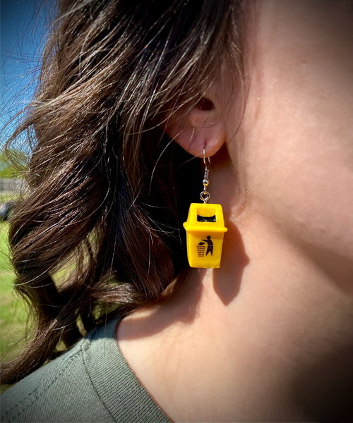 Yellow Trash Can Drop Earrings